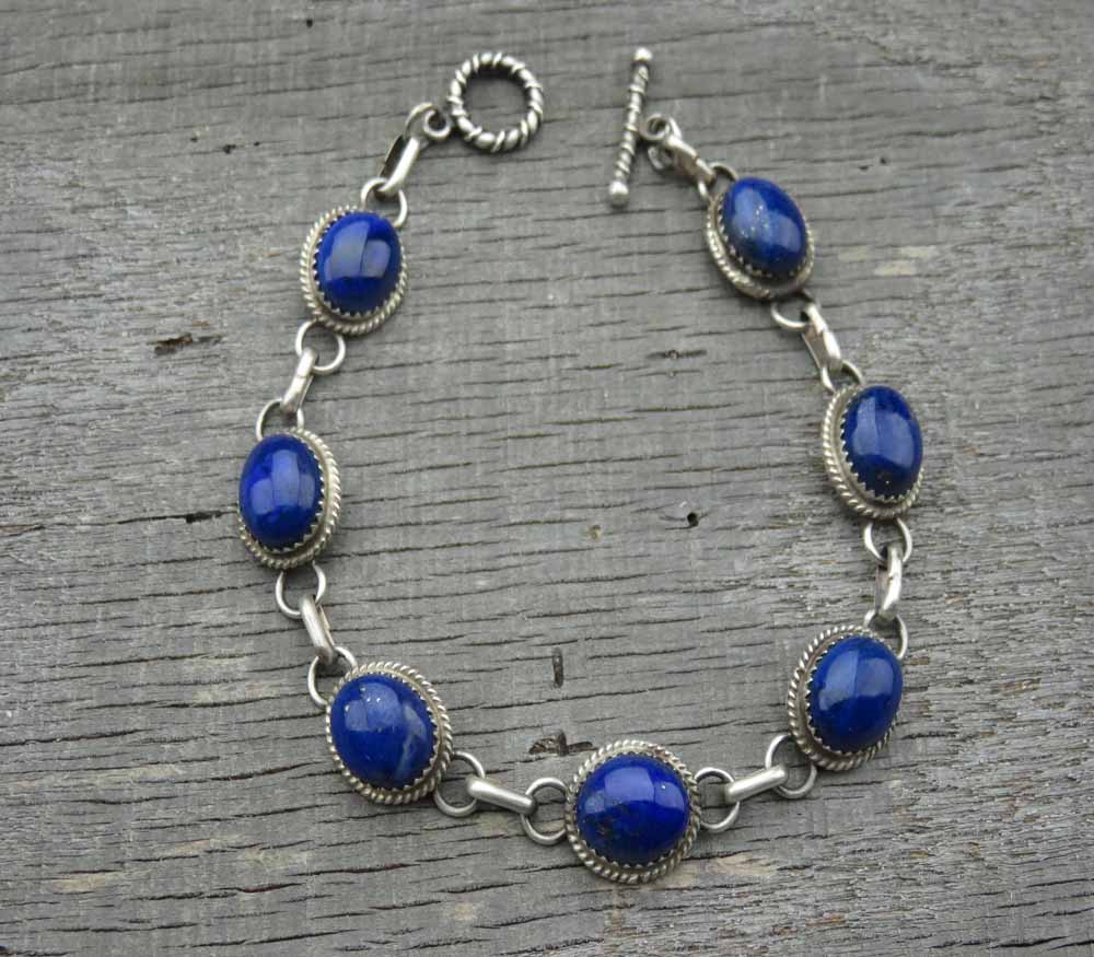 Native American Lapis Link Bracelet